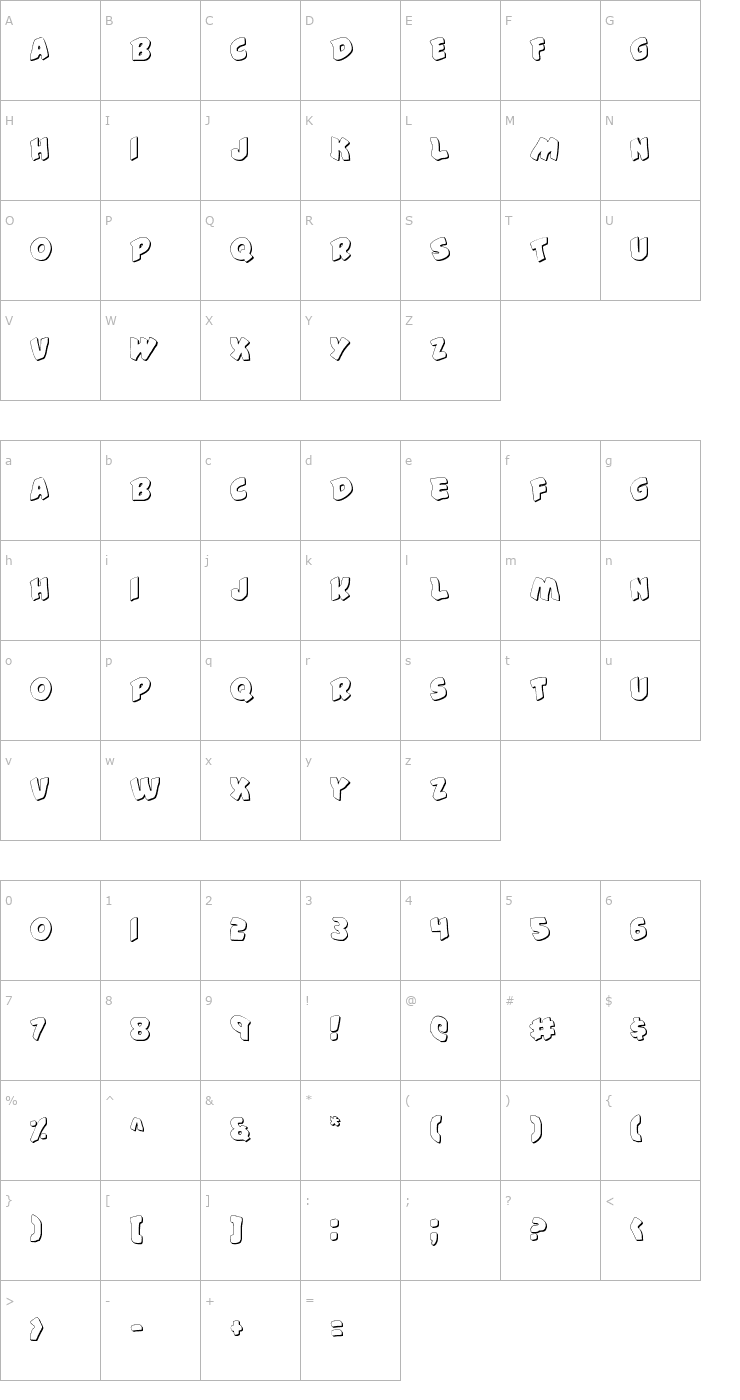 Character Map #44 Font Shadow Font
