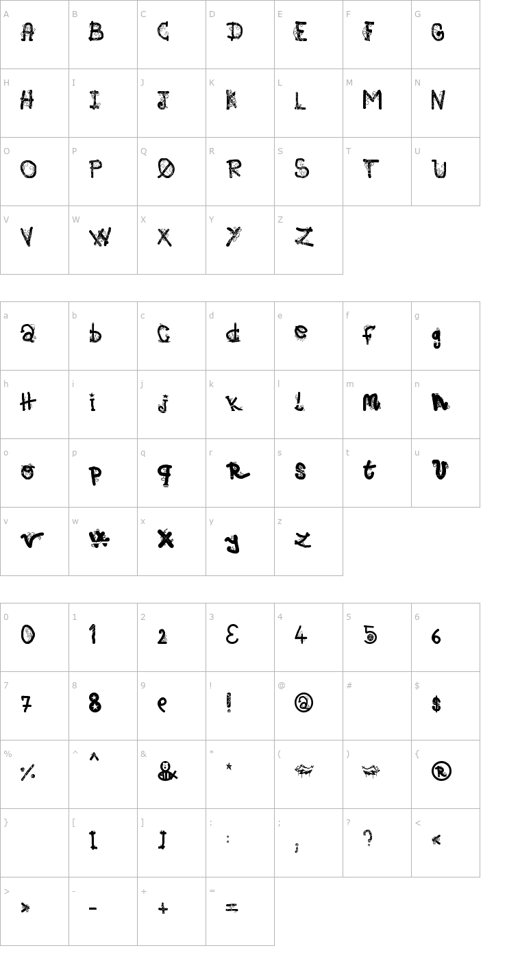 Character Map (afGiHmtV)* Font