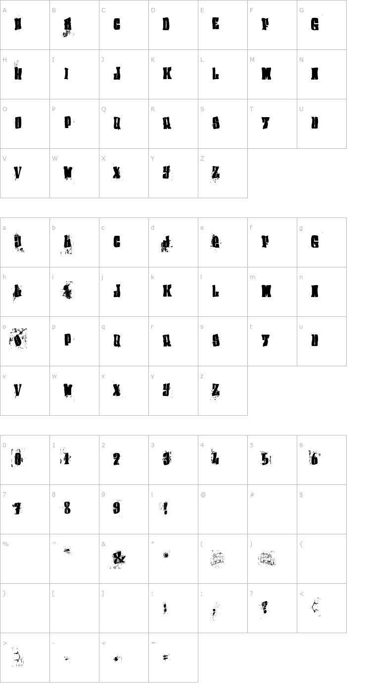 Character Map (el&font BLOCK) Font