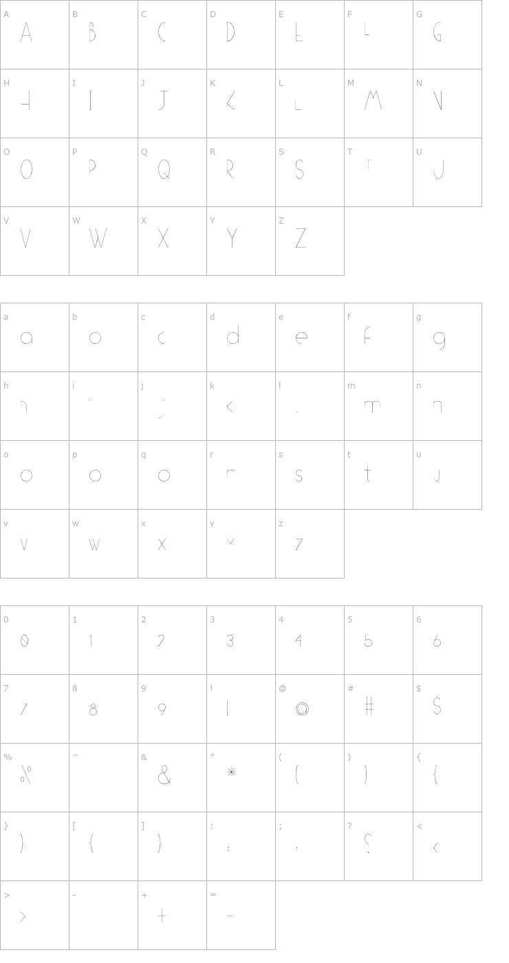 Character Map (((O))) Basic Font
