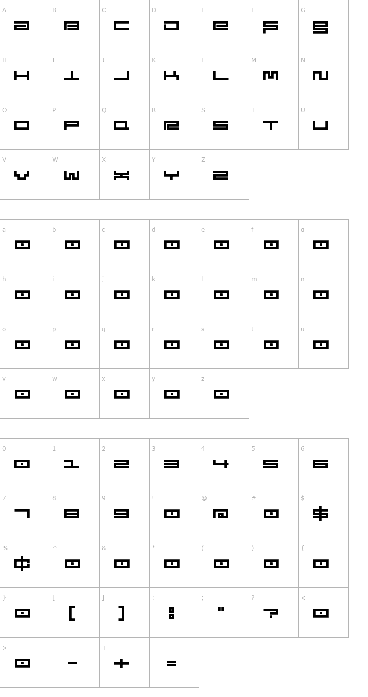 Character Map [.squarepusherv3.5.] Font
