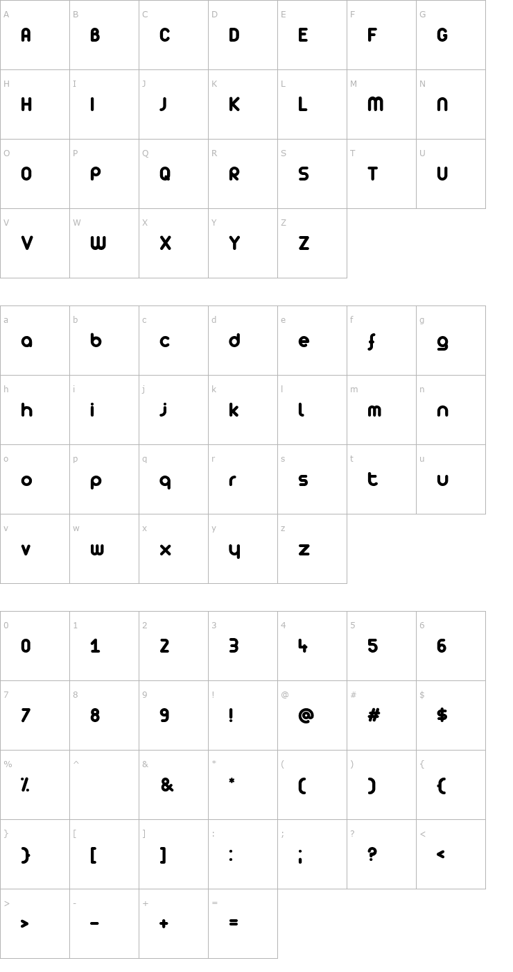 Character Map [z] Arista Font