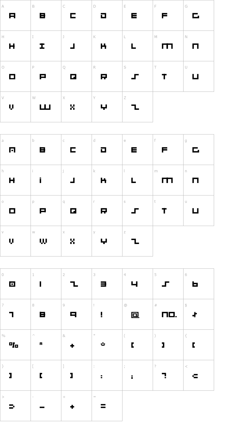 Character Map 001 System Analysis Font