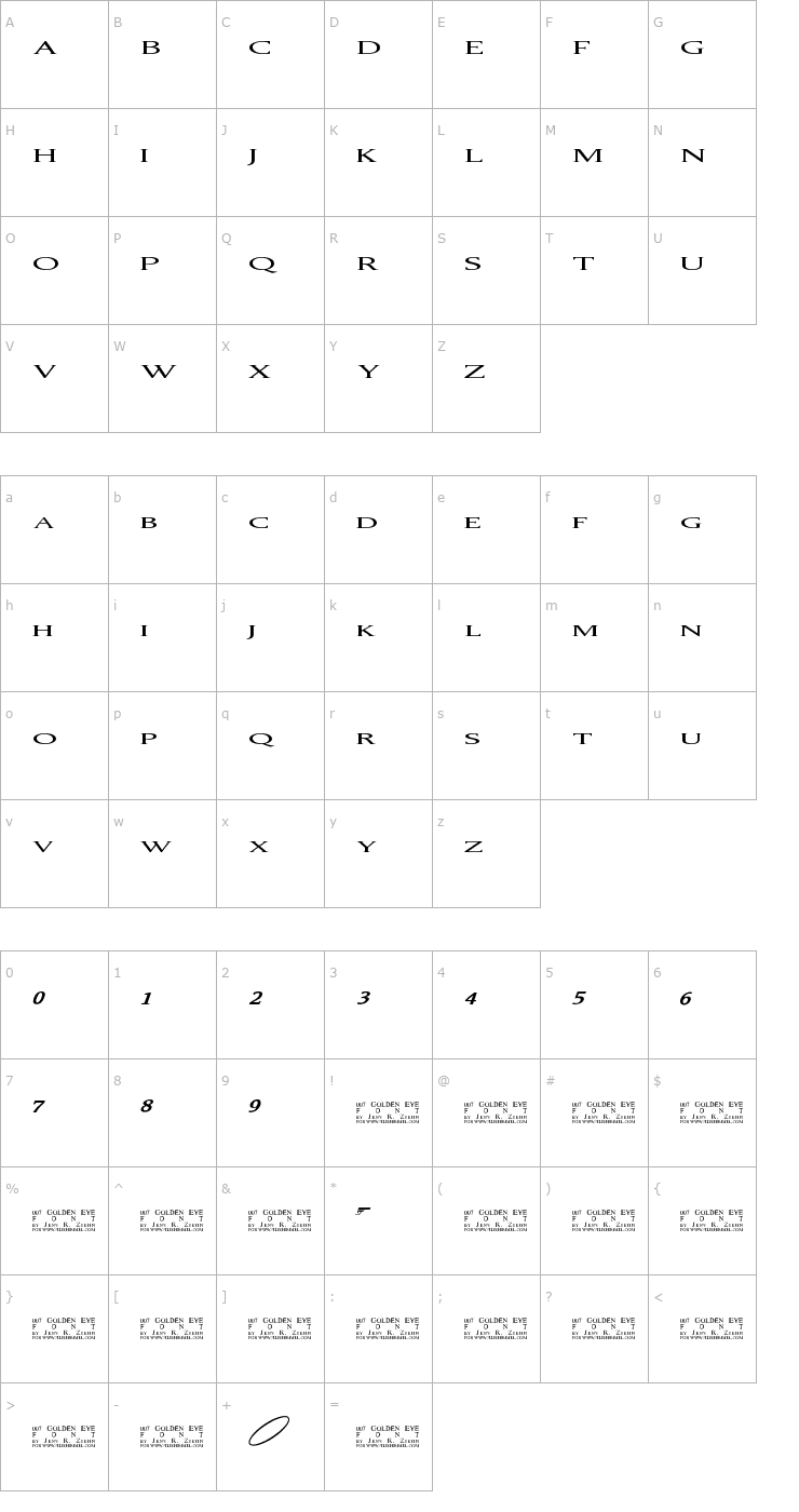 Character Map 007 GoldenEye Font