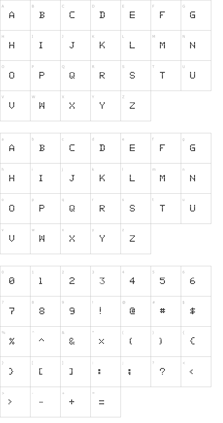 Character Map 01 Digit Font