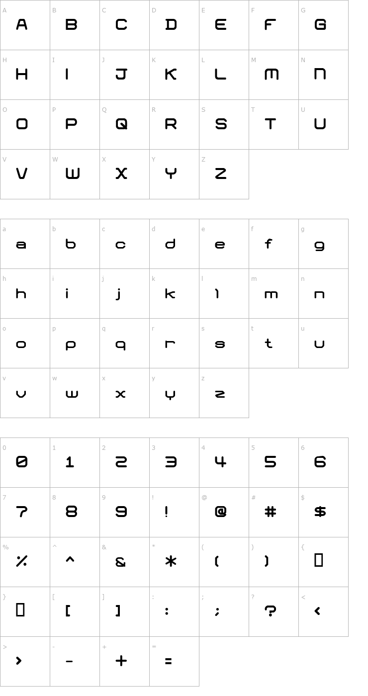 Character Map 01 DigitGraphics Font