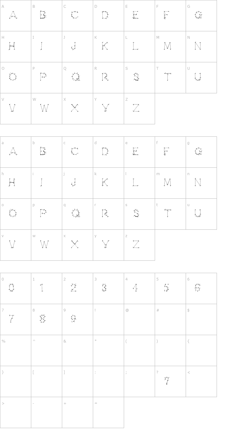 Character Map 0Pointe-Fait Font