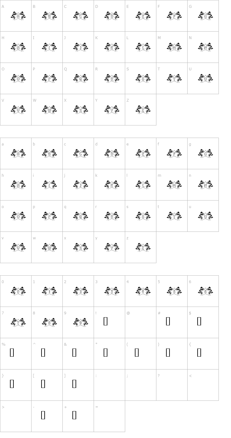 Character Map 101! B10 Jr Font