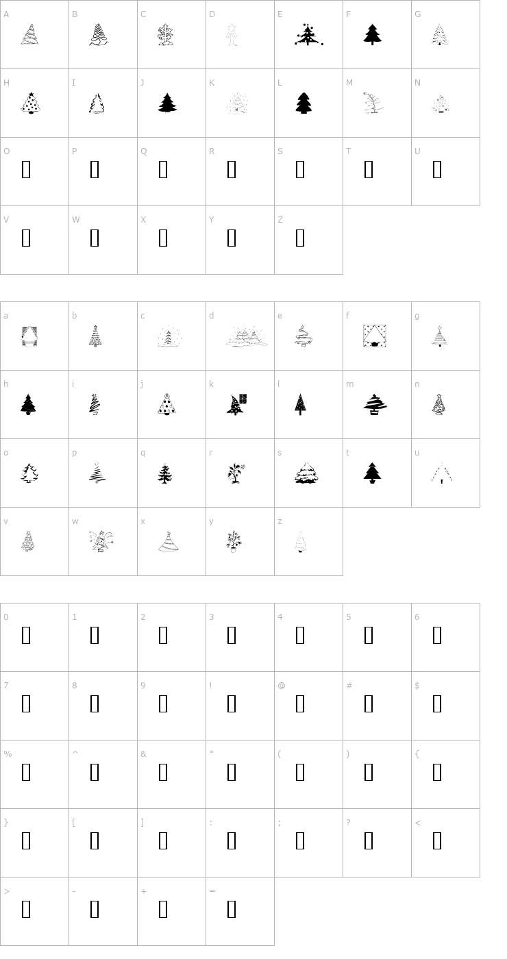 Character Map 101! HollYDaY TreeZ Font