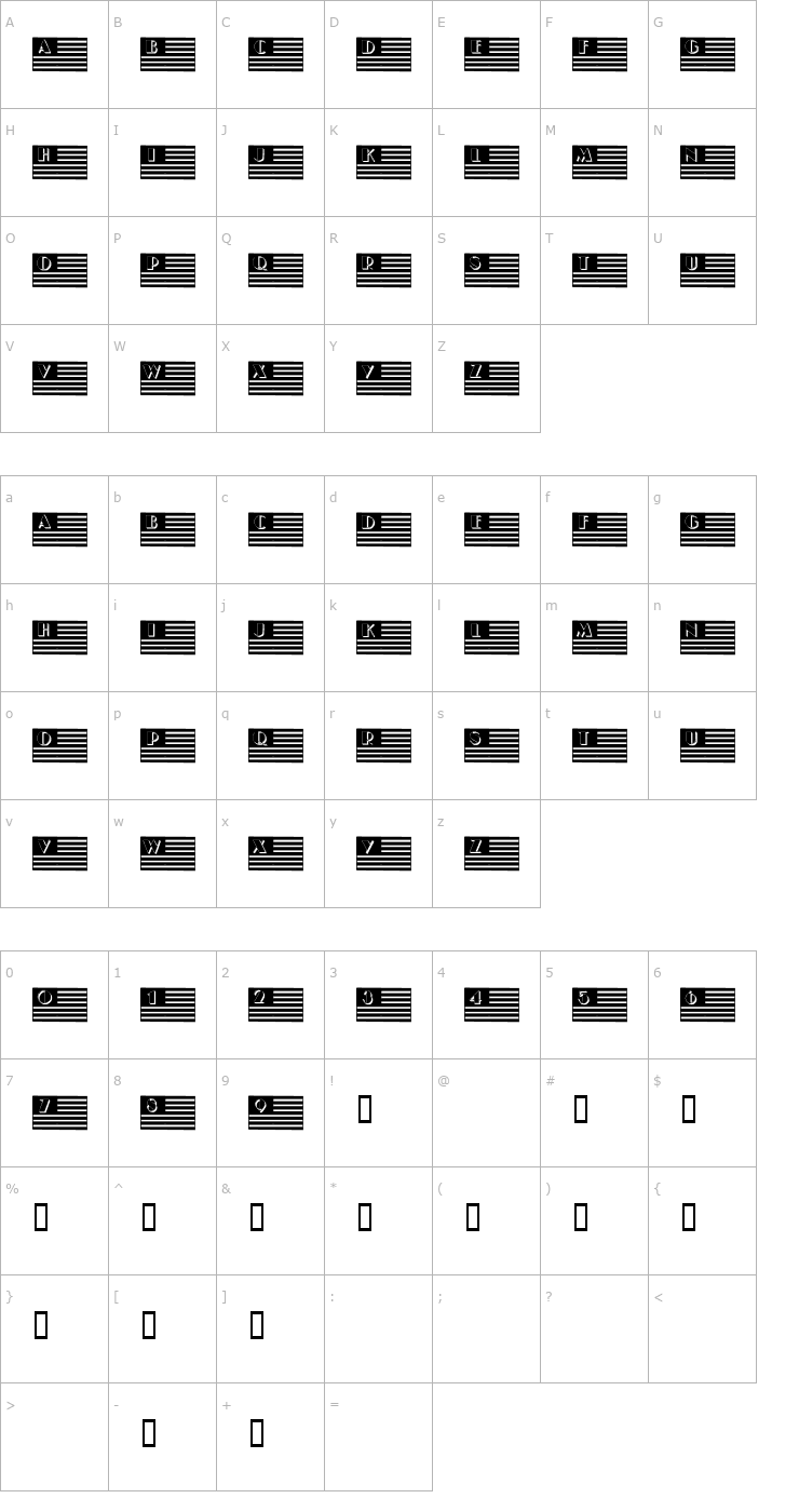 Character Map 101! I Pledge Allegiance Font