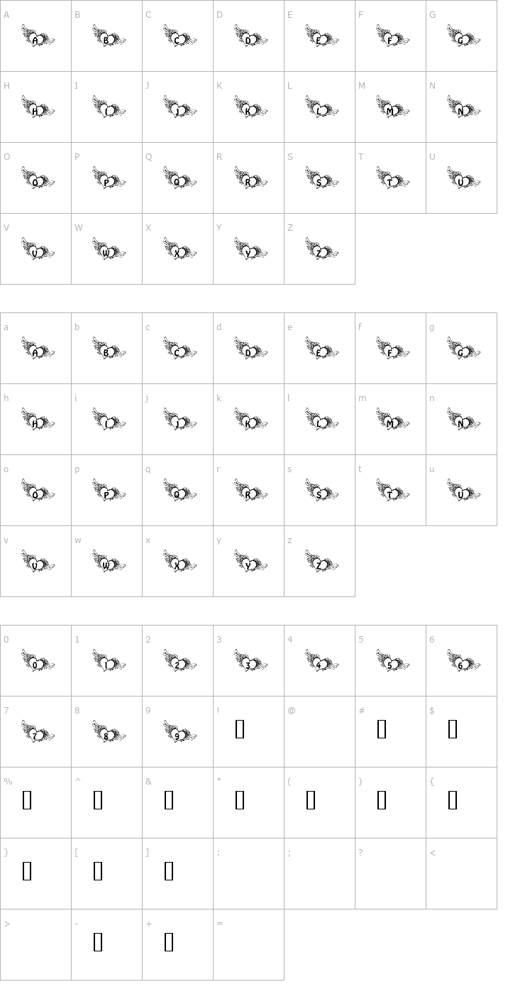 Character Map 101! If My Heart Had WingZ Font