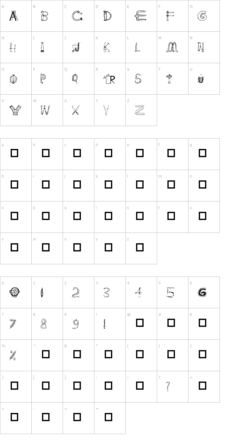 Character Map 101! In My Yard Font