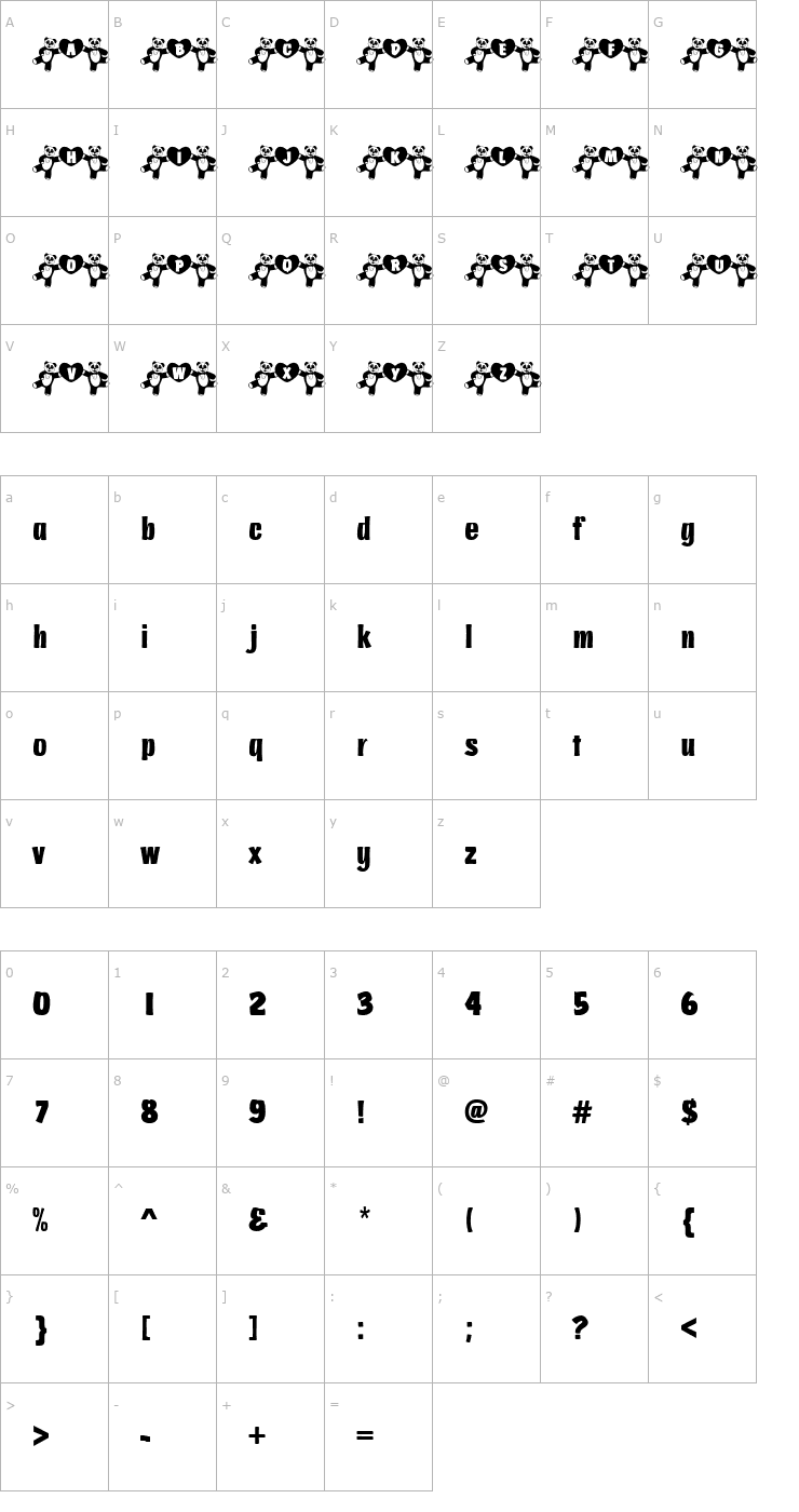 Character Map 101! Panda's Dance Font