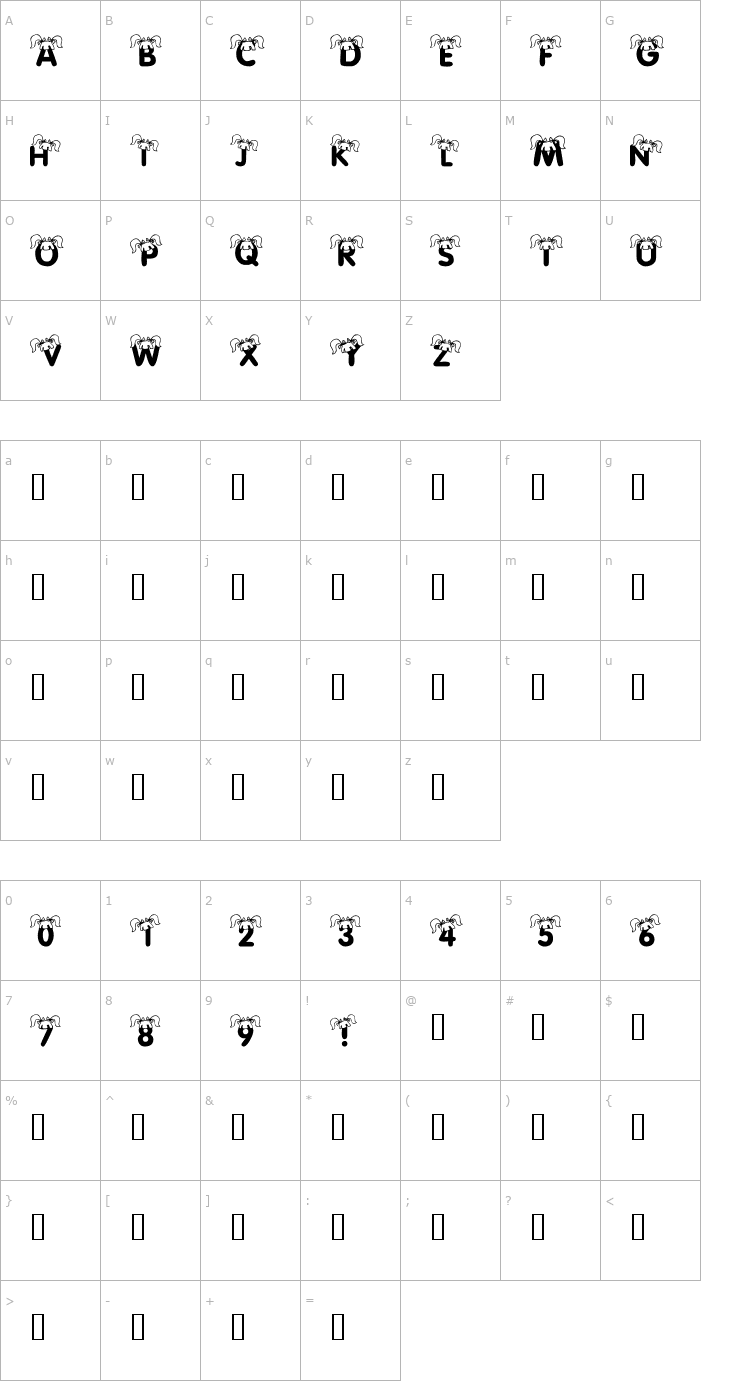 Character Map 101! Pig TailZ Font