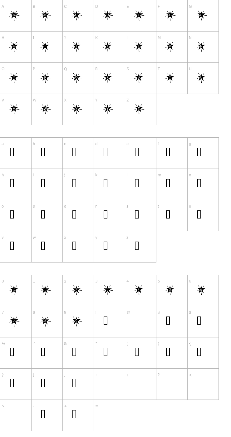 Character Map 101! Shinin' Star Font