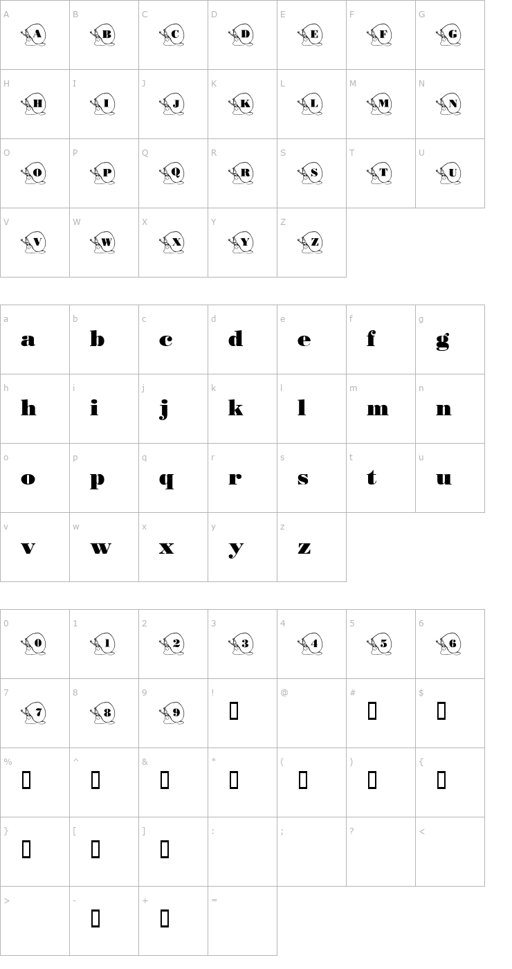 Character Map 101! Snails Pace Font