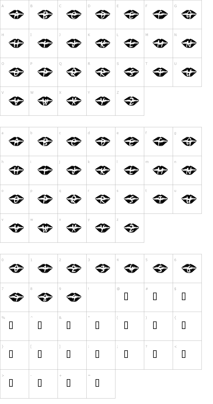 Character Map 101! SWAK Font