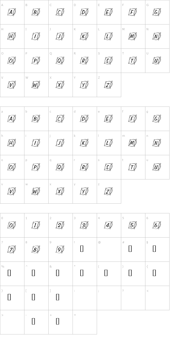 Character Map 101! Sweet Dreams Font