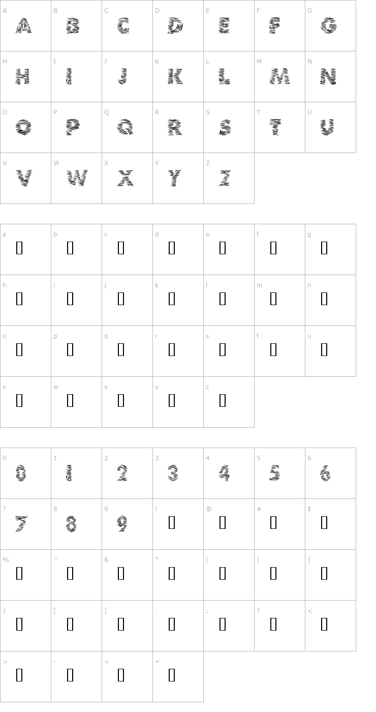 Character Map 101! Zebra Print Font