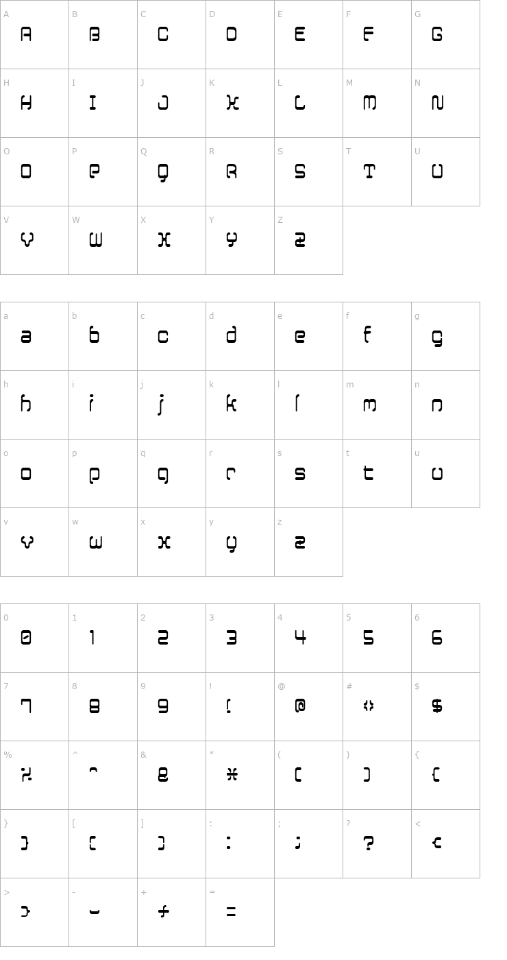 Character Map 12SaruYellowFog Font