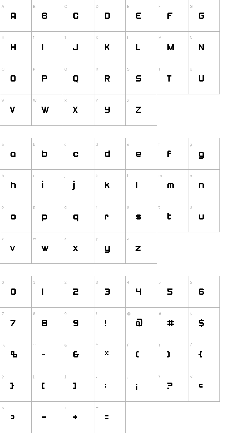 Character Map 143 Font