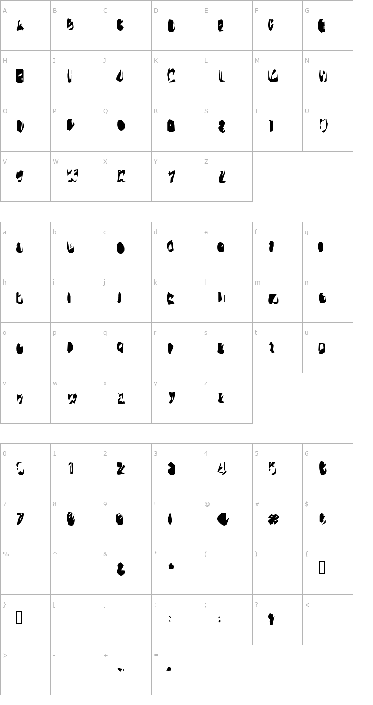 Character Map 15teen Font