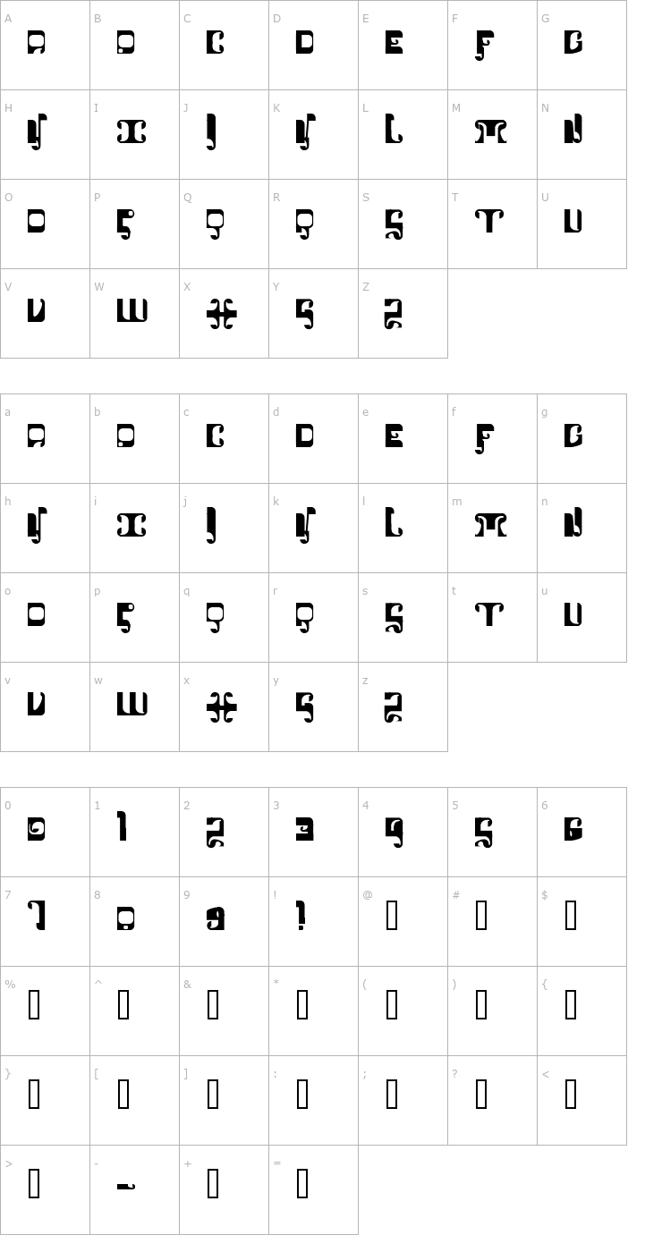 Character Map 1905 Font