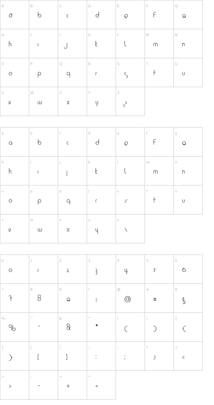 Character Map 1920 Font