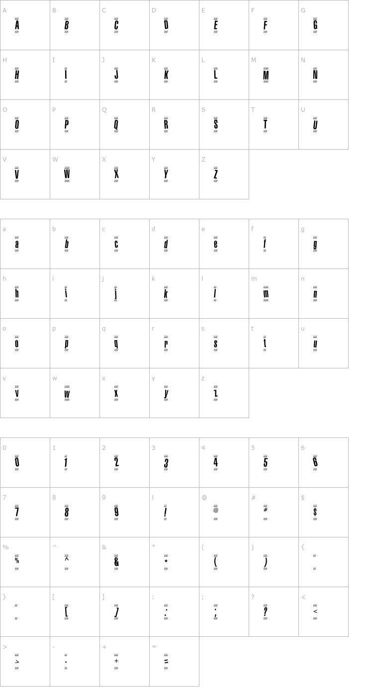 Character Map 1980 Portable Font