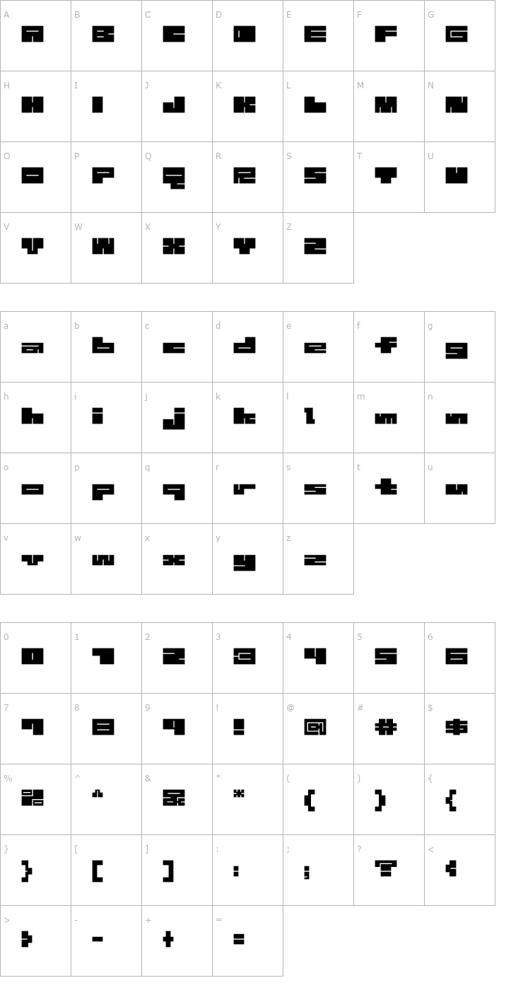 Character Map 1B_MAZE-black Font