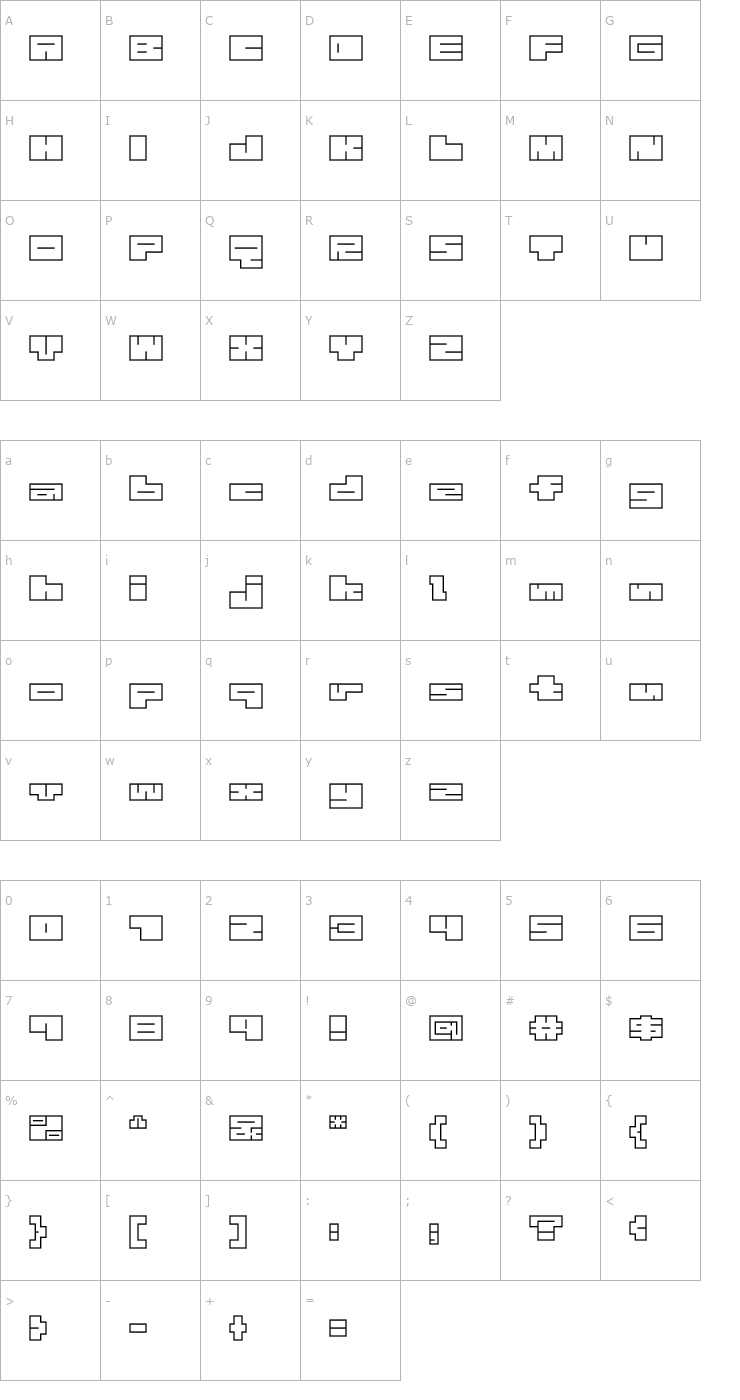 Character Map 1B_MAZE-white Font