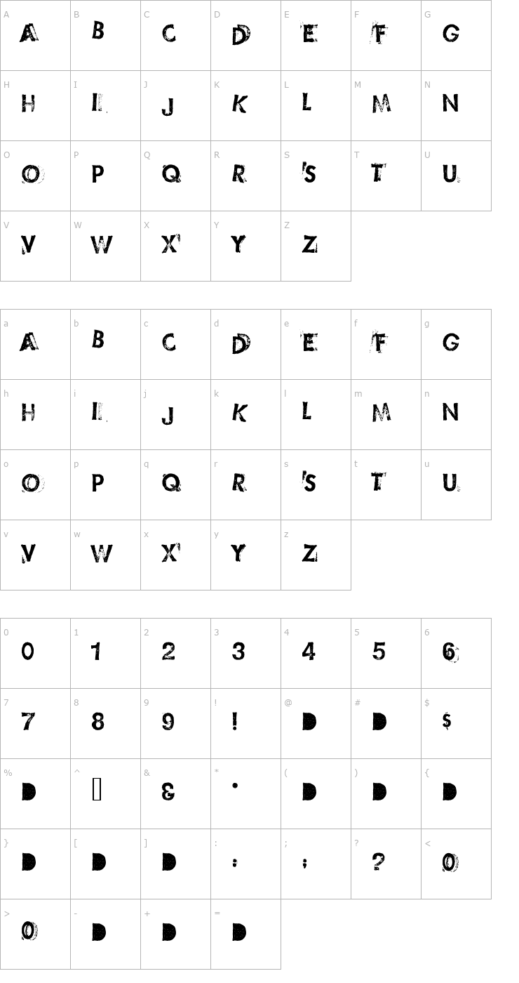 Character Map 20,000Roads Font