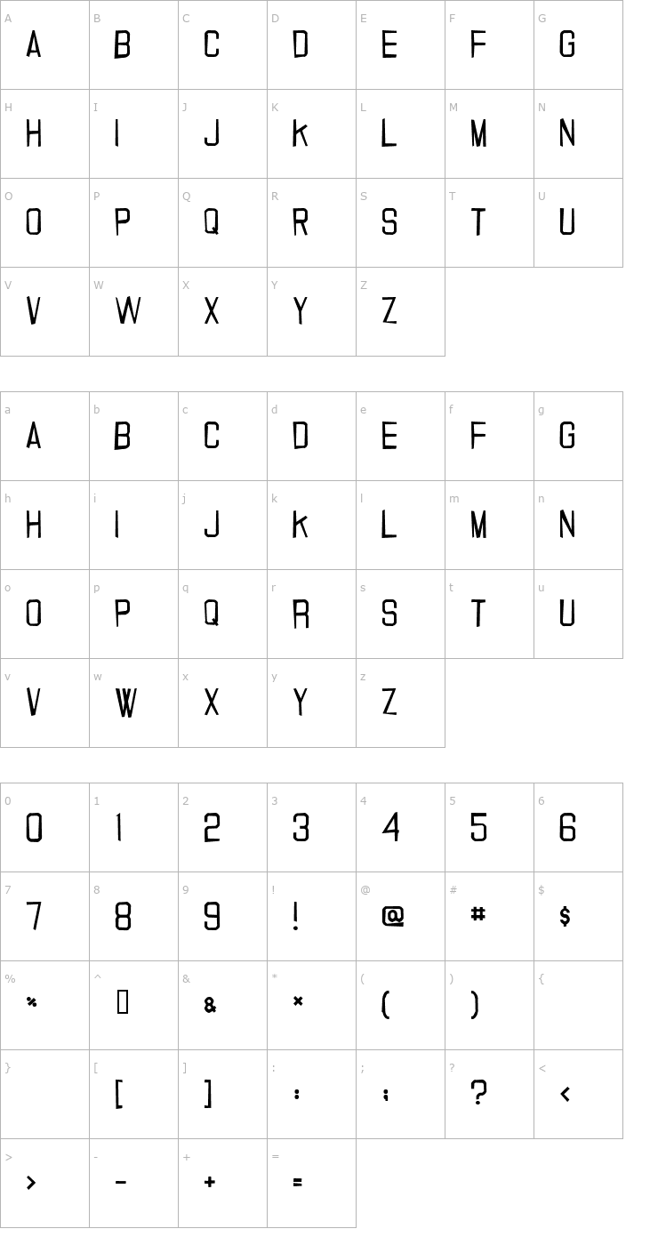 Character Map 20.000 dollar bail Font