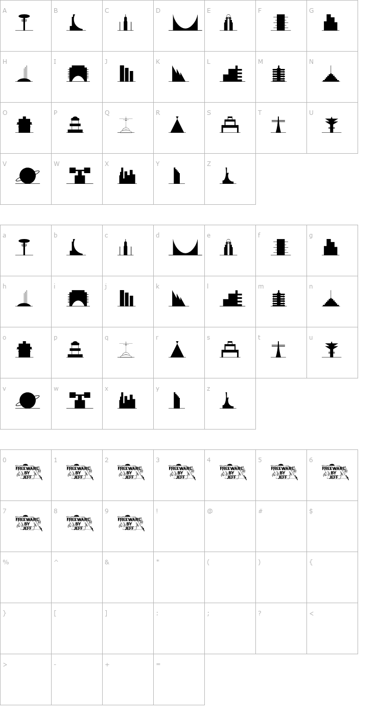Character Map 21st Century Skyline JL Font