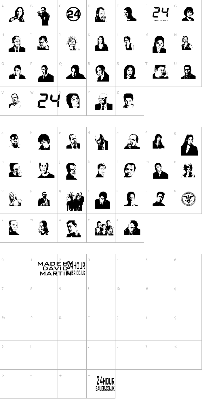Character Map 24hourbauer Font
