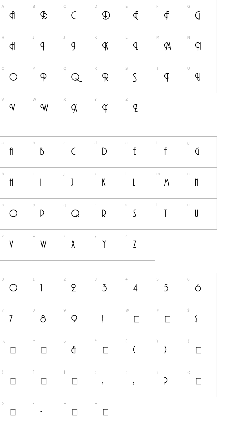 Character Map 29 Font