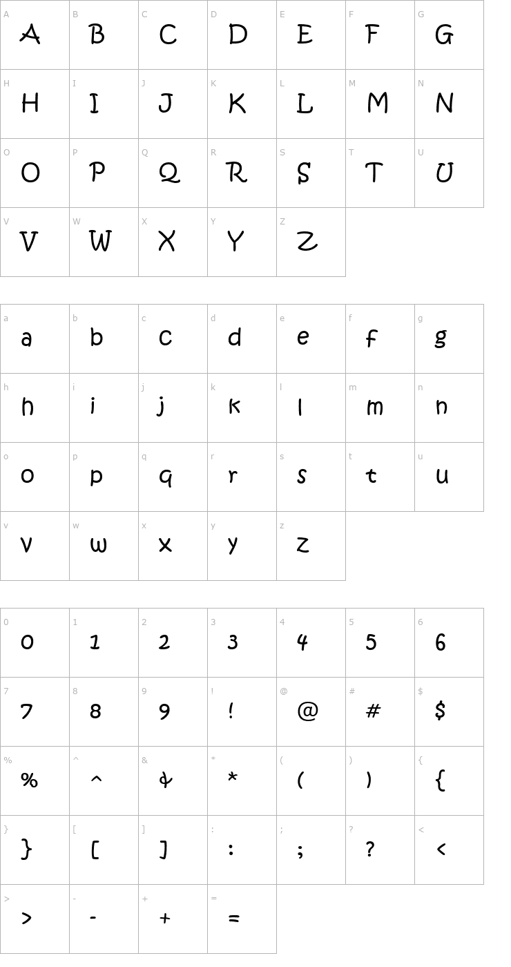 Character Map 2nd Grade Print Font