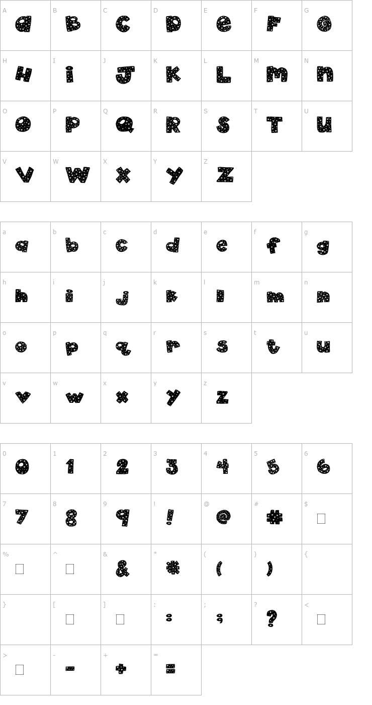 Character Map 2Peas 4th of July Font