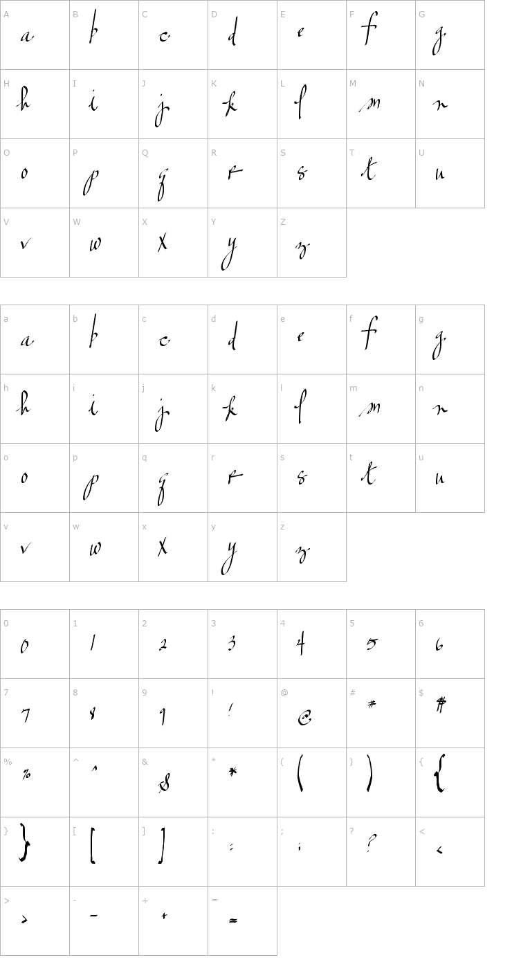 Character Map 2Peas Audition Font