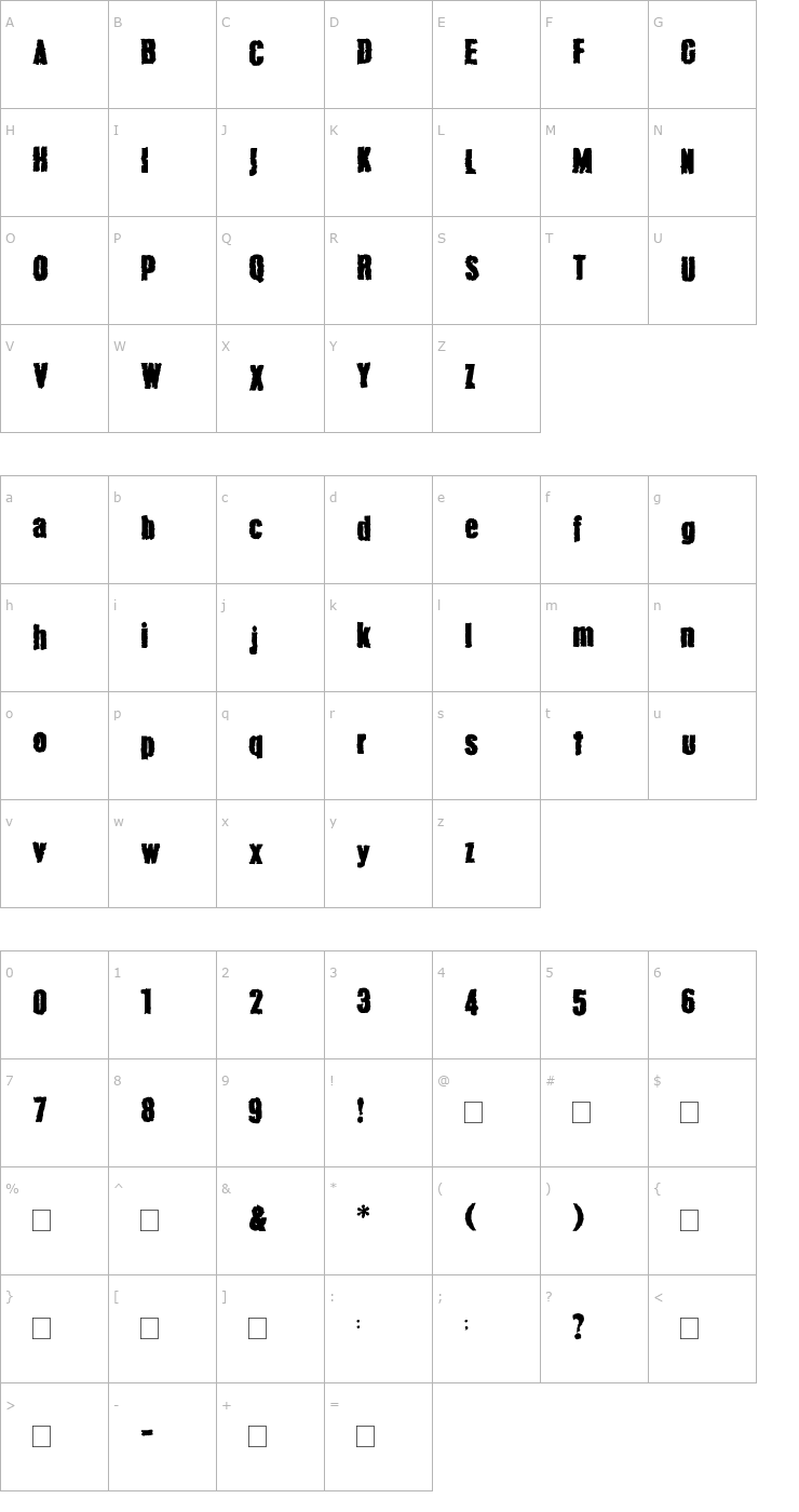 Character Map 2Peas Bad Attitude Font
