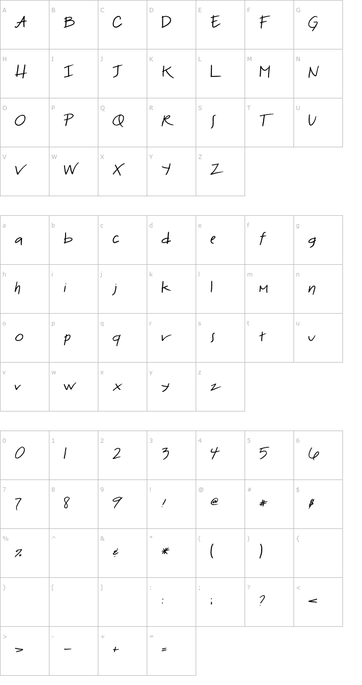 Character Map 2Peas Bad Hair Day Font