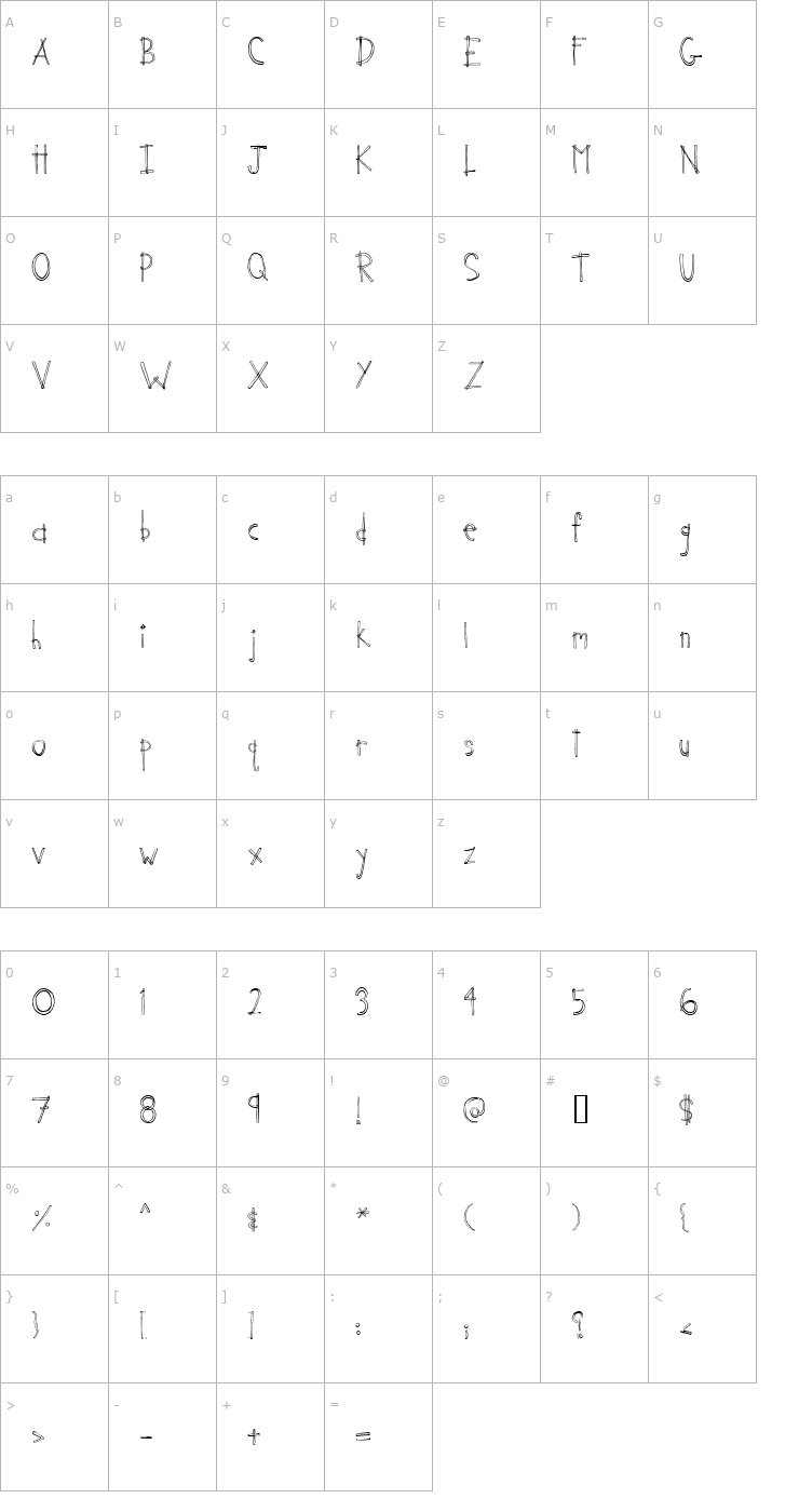Character Map 2Peas Bamboo Font