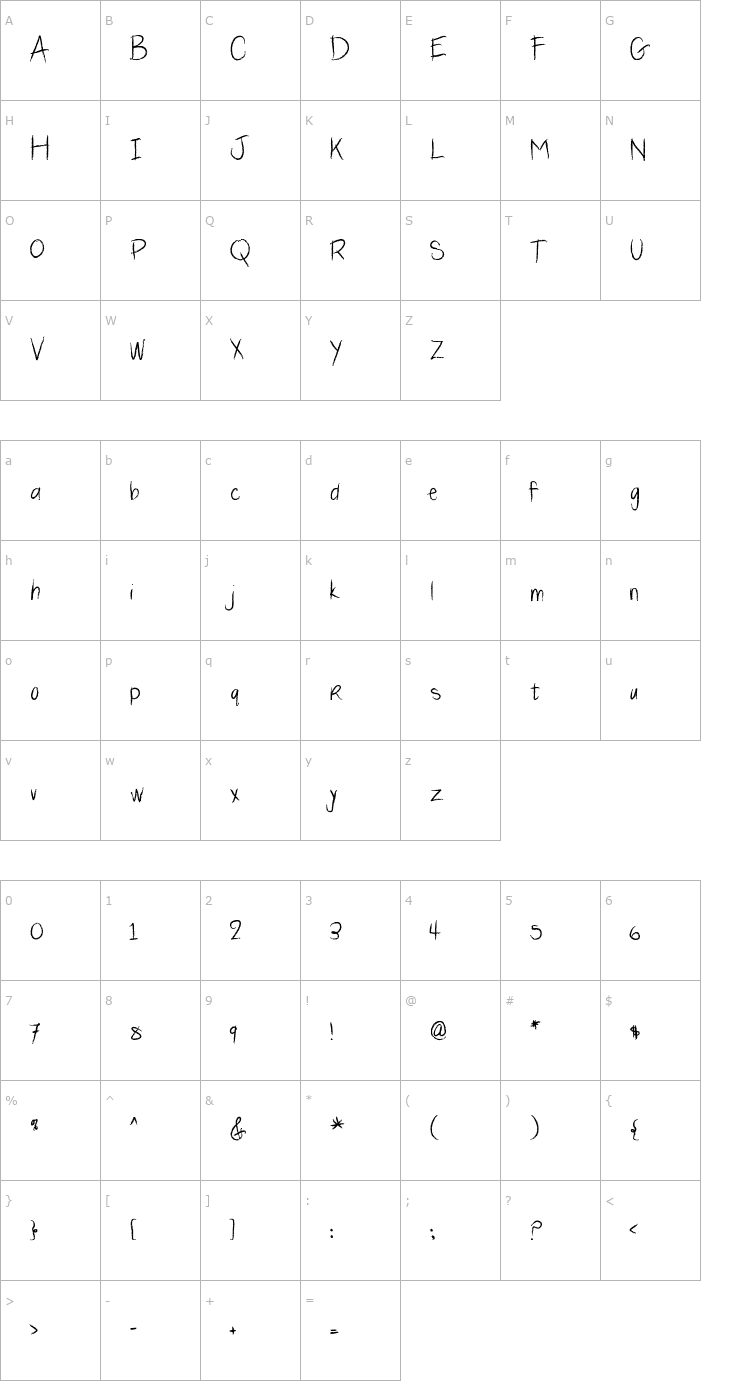 Character Map 2Peas Batch 31 Font