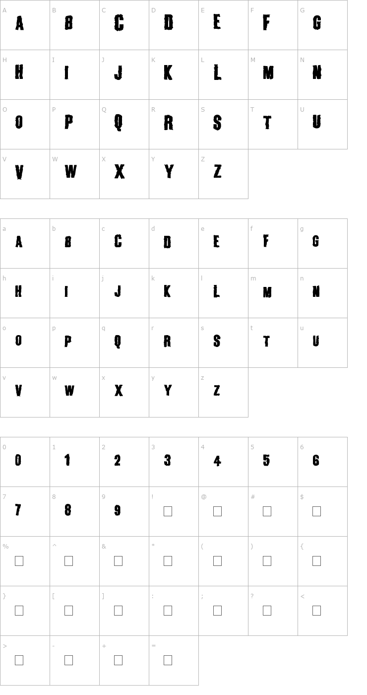 Character Map 2Peas Billboard Font