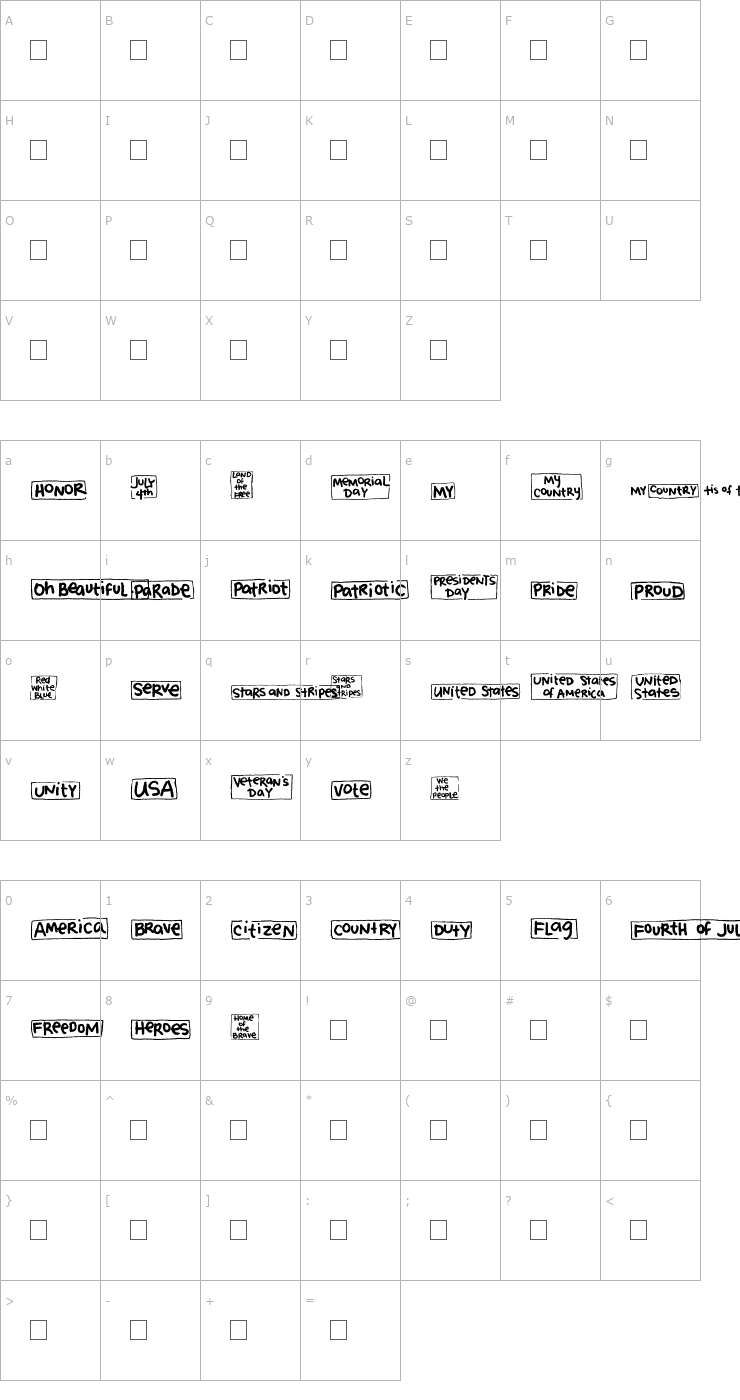 Character Map 2Peas Blocks - Americana Font