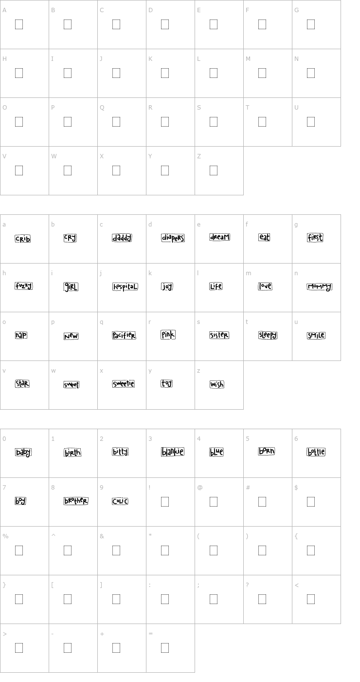 Character Map 2Peas Blocks - Baby Font