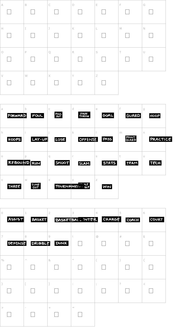 Character Map 2Peas Blocks - Basketball Font
