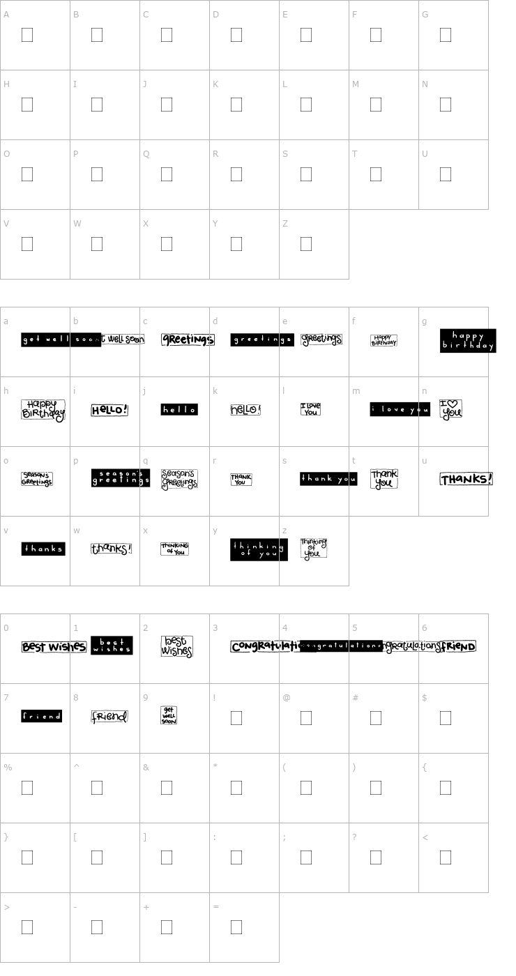 Character Map 2Peas Blocks - Cards 1 Font