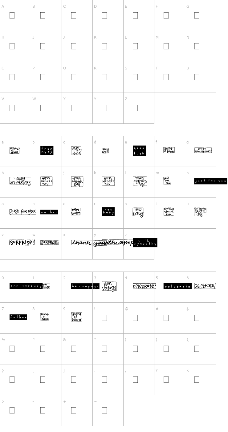 Character Map 2Peas Blocks - Cards 2 Font