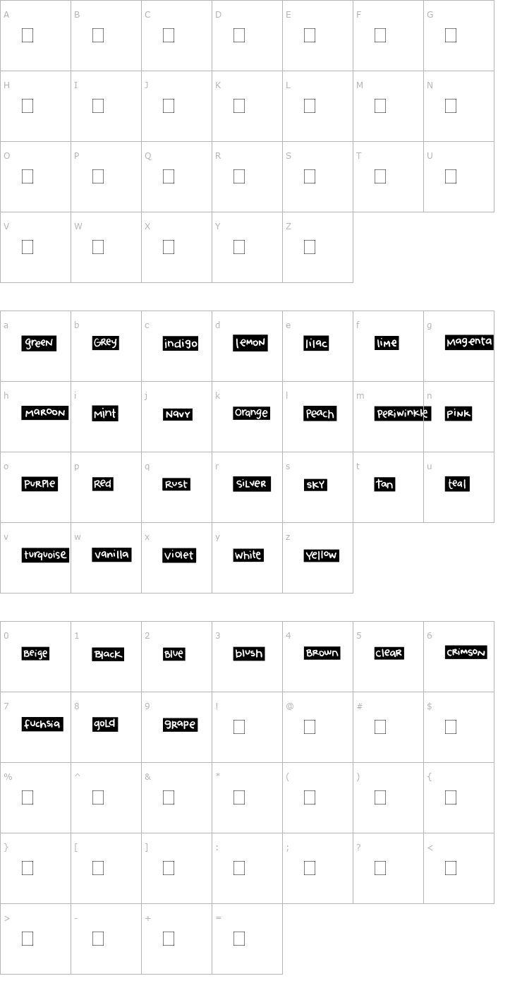 Character Map 2Peas Blocks - Colors Font